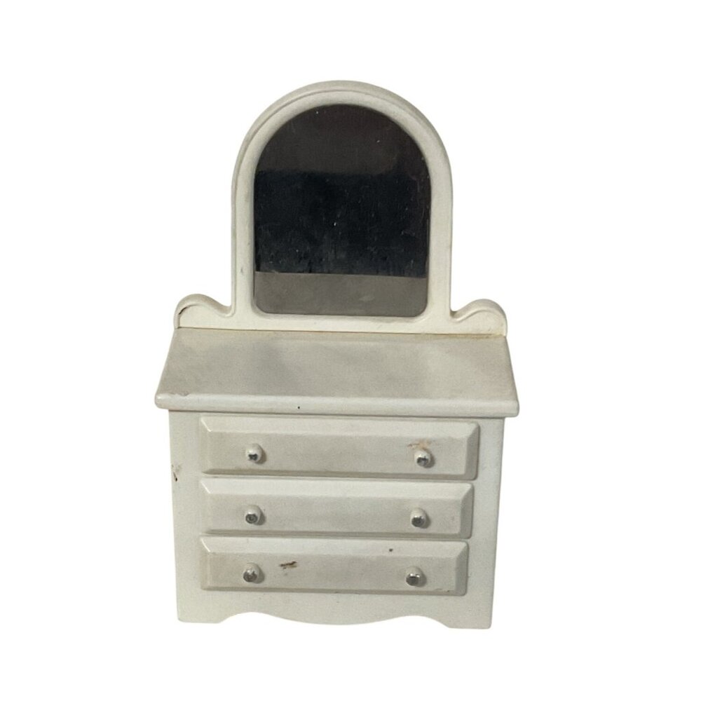 Vintage Fisher Price Dollhouse Vanity Dresser Mirror 1970s White Plastic